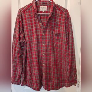 Columbia Red Plaid Flannel Shirt XL | 100% Cotton Button Down